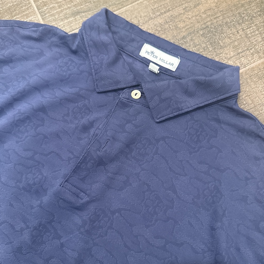 Peter Millar Men's Textured Navy Polo Shirt